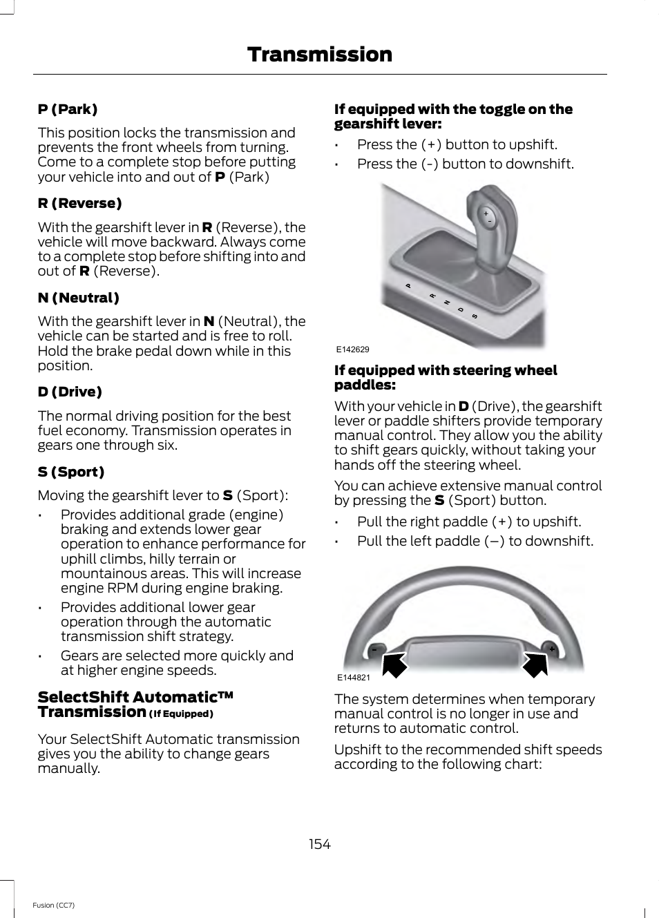 Transmission | FORD 2014 Fusion v.2 User Manual | Page 156 / 453