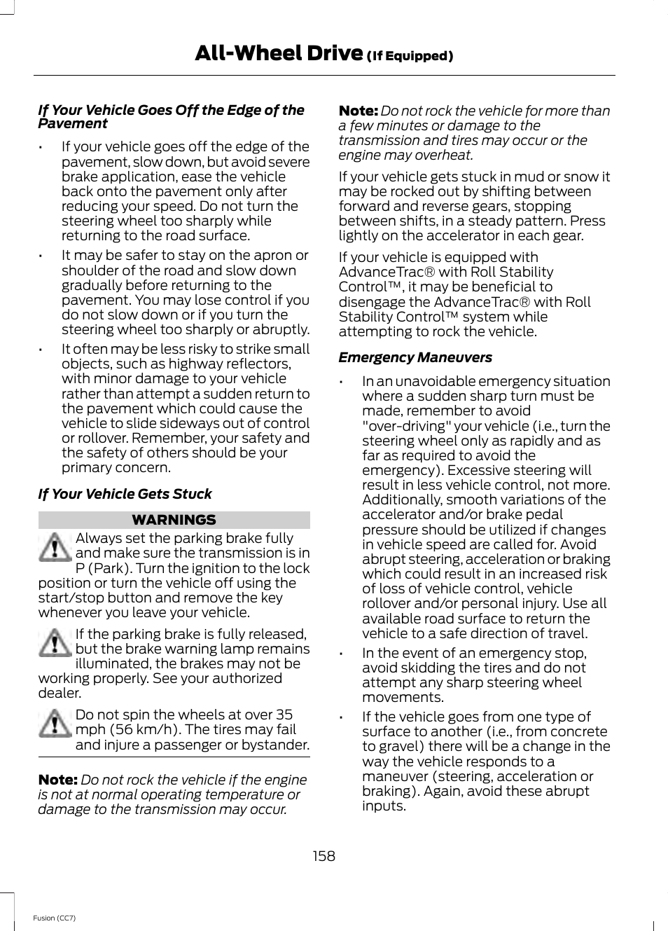 All-wheel drive | FORD 2014 Fusion v.2 User Manual | Page 160 / 453