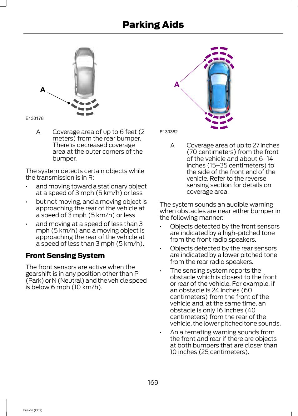 Parking aids | FORD 2014 Fusion v.2 User Manual | Page 171 / 453