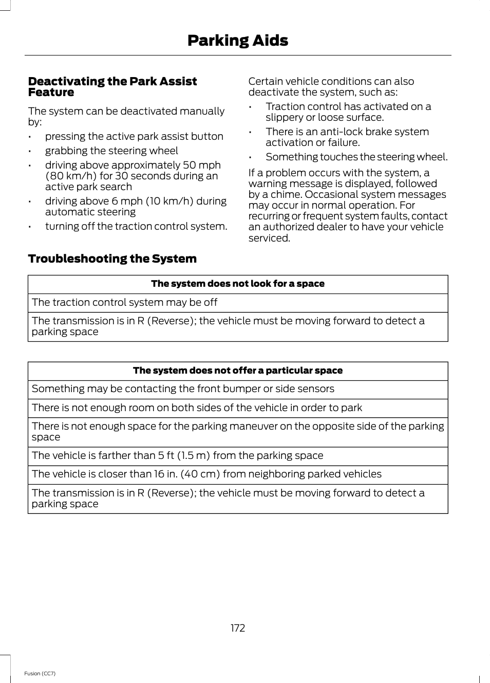 Parking aids | FORD 2014 Fusion v.2 User Manual | Page 174 / 453