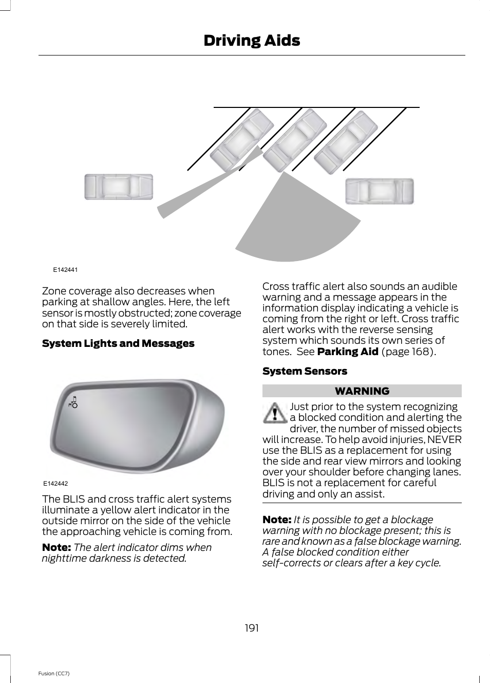 Driving aids | FORD 2014 Fusion v.2 User Manual | Page 193 / 453
