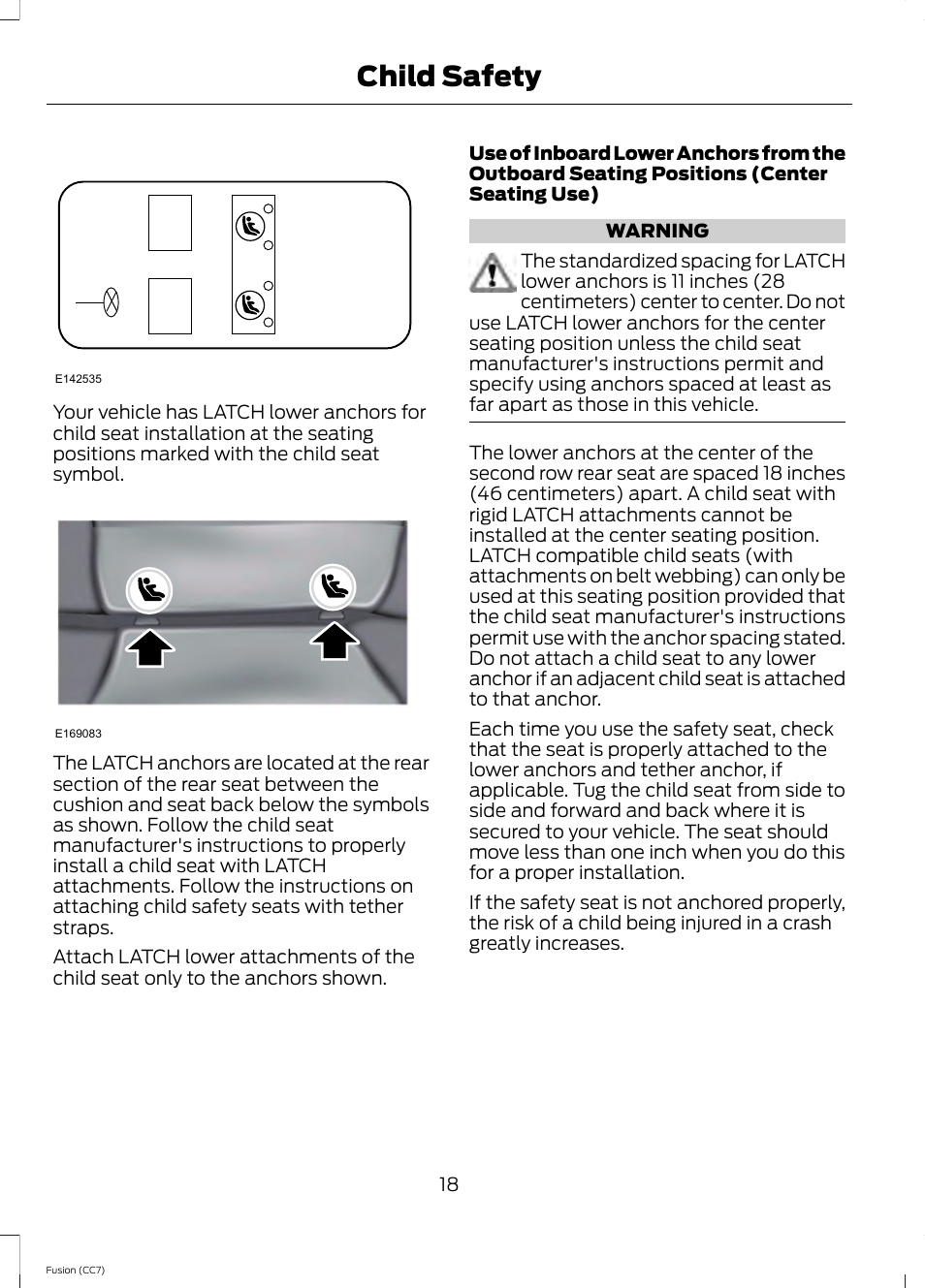 Child safety | FORD 2014 Fusion v.2 User Manual | Page 20 / 453