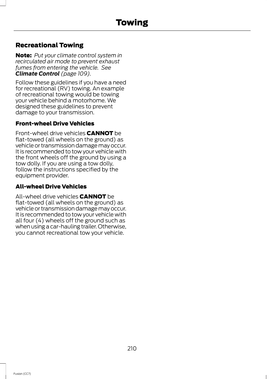 Towing | FORD 2014 Fusion v.2 User Manual | Page 212 / 453