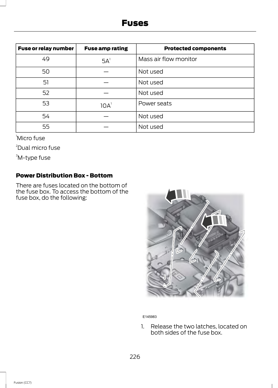 Fuses | FORD 2014 Fusion v.2 User Manual | Page 228 / 453