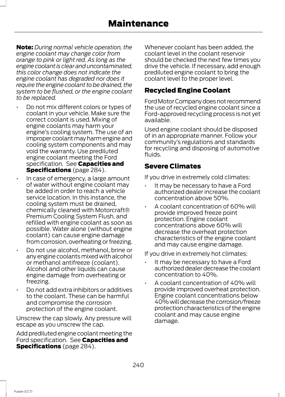 Maintenance | FORD 2014 Fusion v.2 User Manual | Page 242 / 453