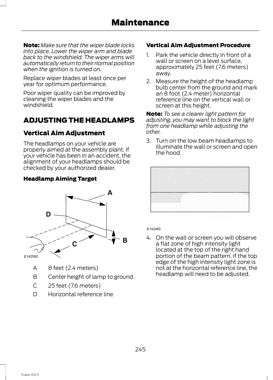 Adjusting the headlamps, Maintenance | FORD 2014 Fusion v.2 User Manual | Page 247 / 453