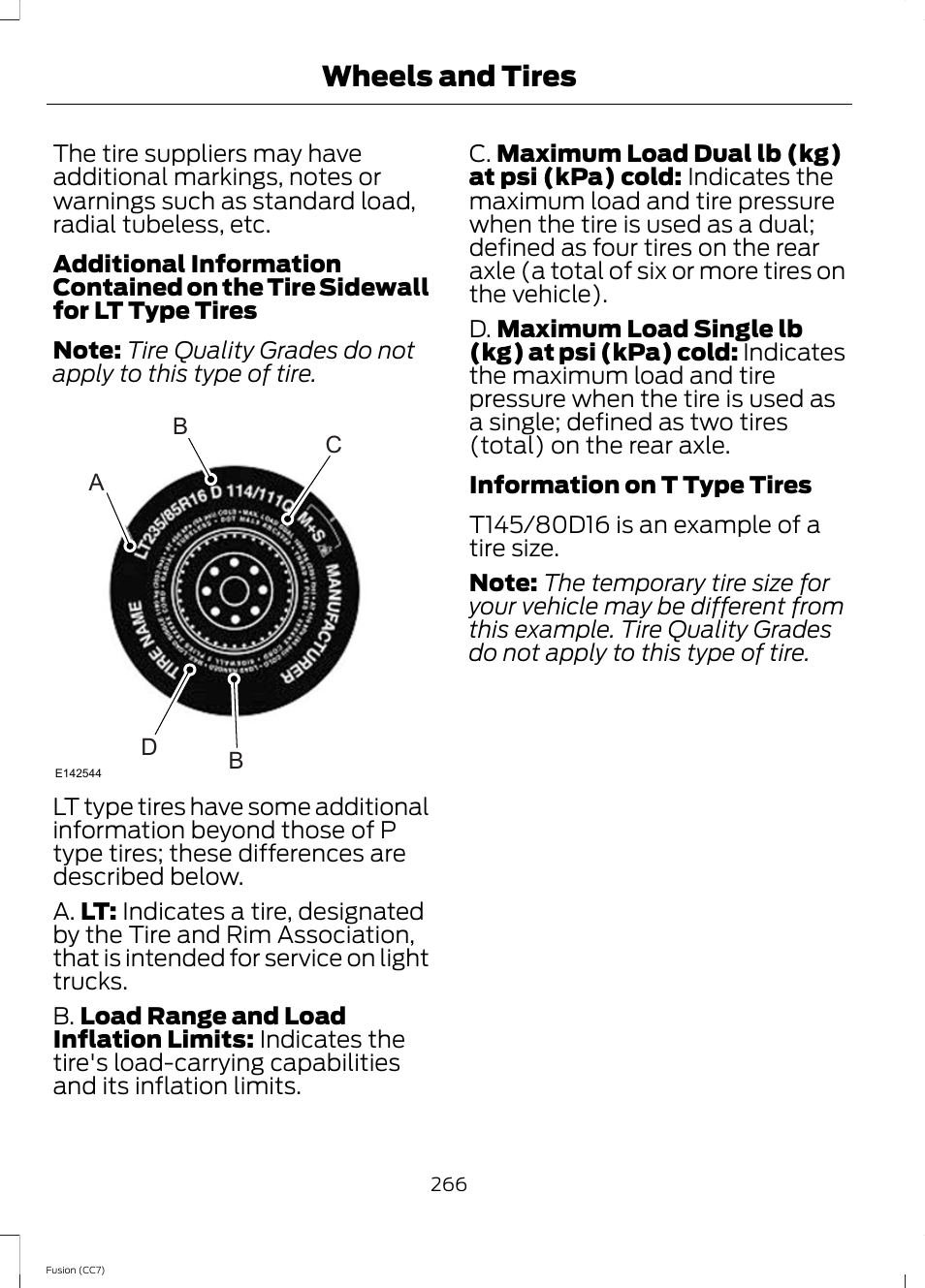 Wheels and tires | FORD 2014 Fusion v.2 User Manual | Page 268 / 453