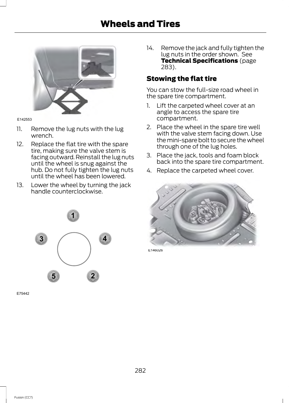 Wheels and tires | FORD 2014 Fusion v.2 User Manual | Page 284 / 453