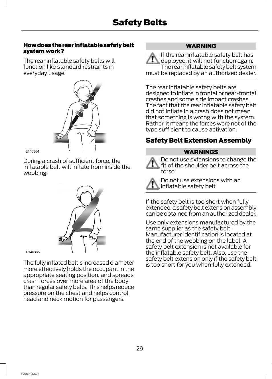 Safety belts | FORD 2014 Fusion v.2 User Manual | Page 31 / 453