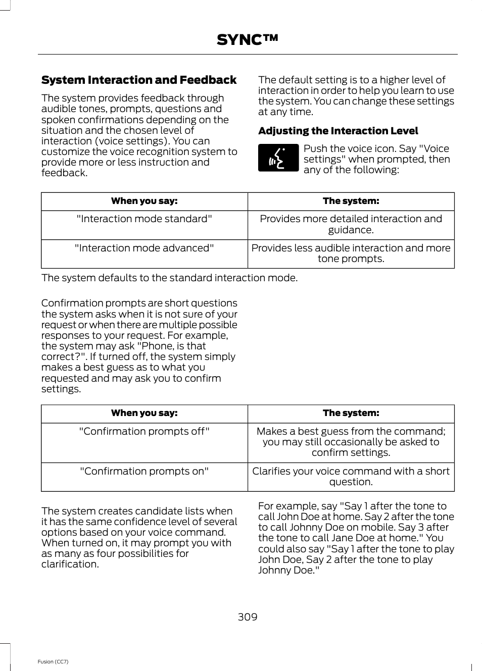 Sync | FORD 2014 Fusion v.2 User Manual | Page 311 / 453