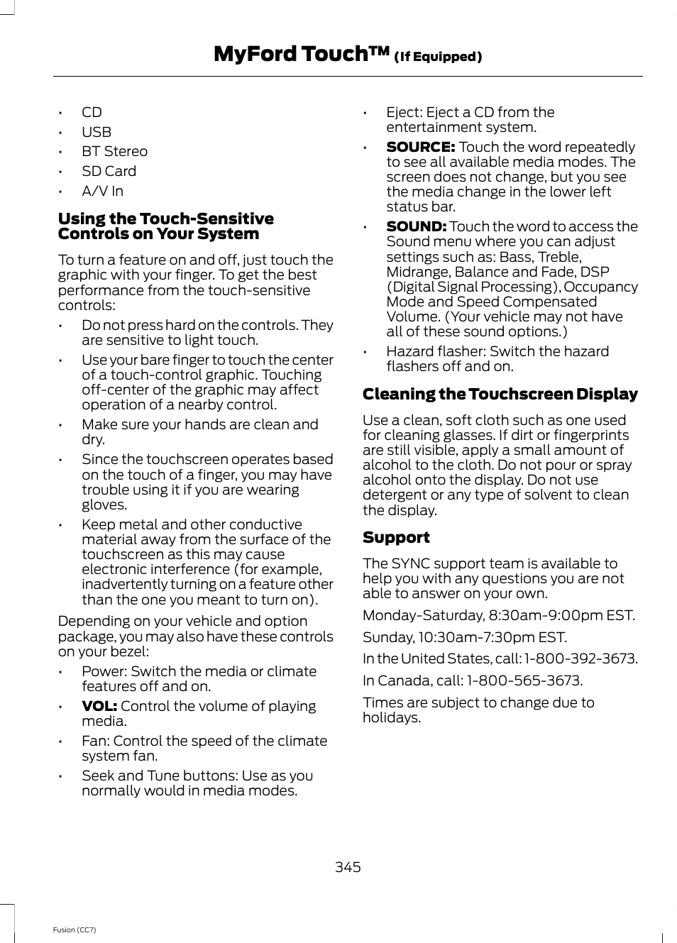 Myford touch | FORD 2014 Fusion v.2 User Manual | Page 347 / 453