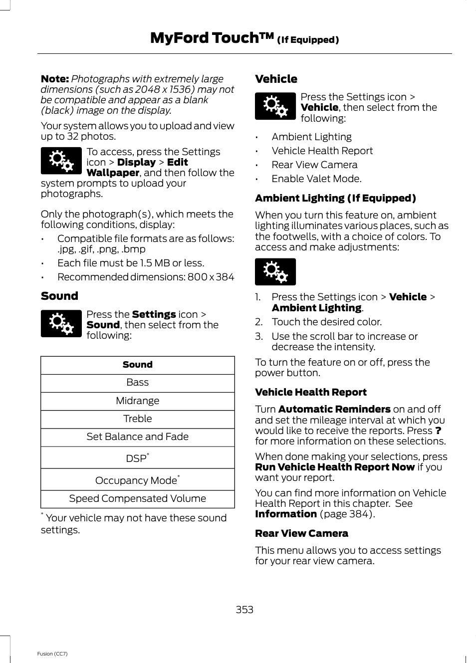 Myford touch | FORD 2014 Fusion v.2 User Manual | Page 355 / 453