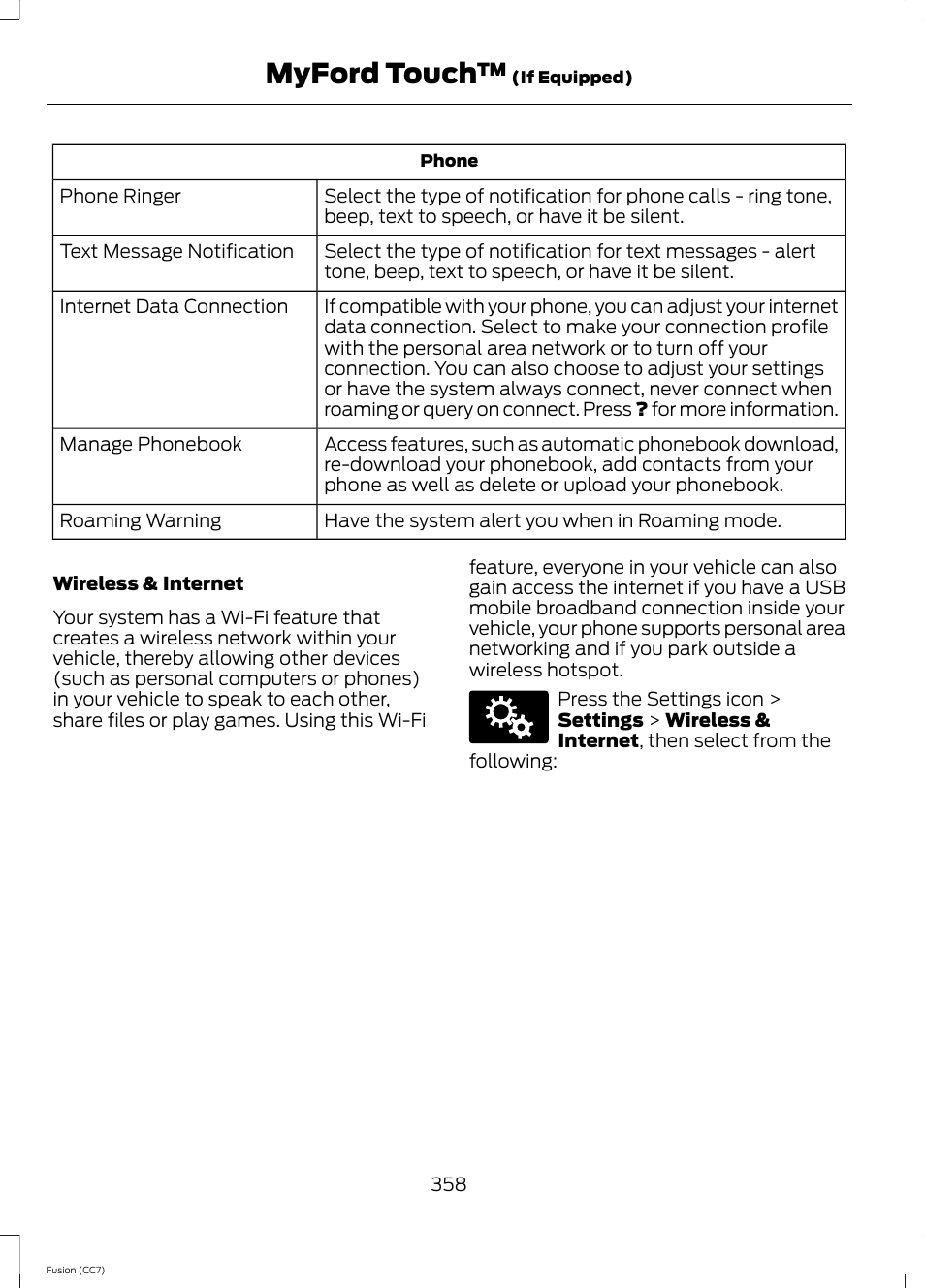 Myford touch | FORD 2014 Fusion v.2 User Manual | Page 360 / 453