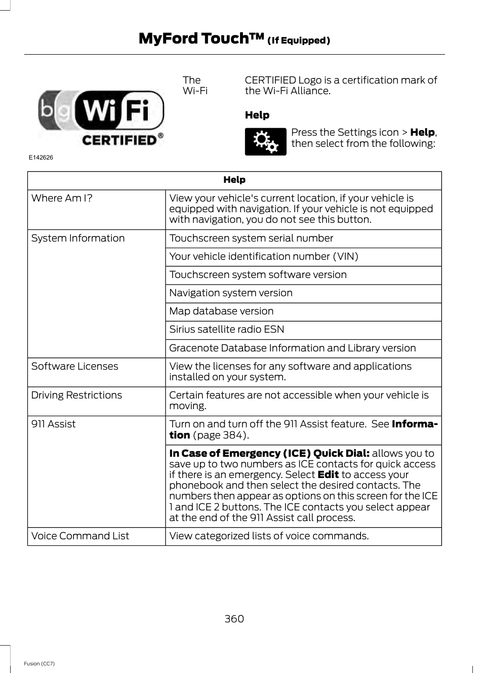 Myford touch | FORD 2014 Fusion v.2 User Manual | Page 362 / 453