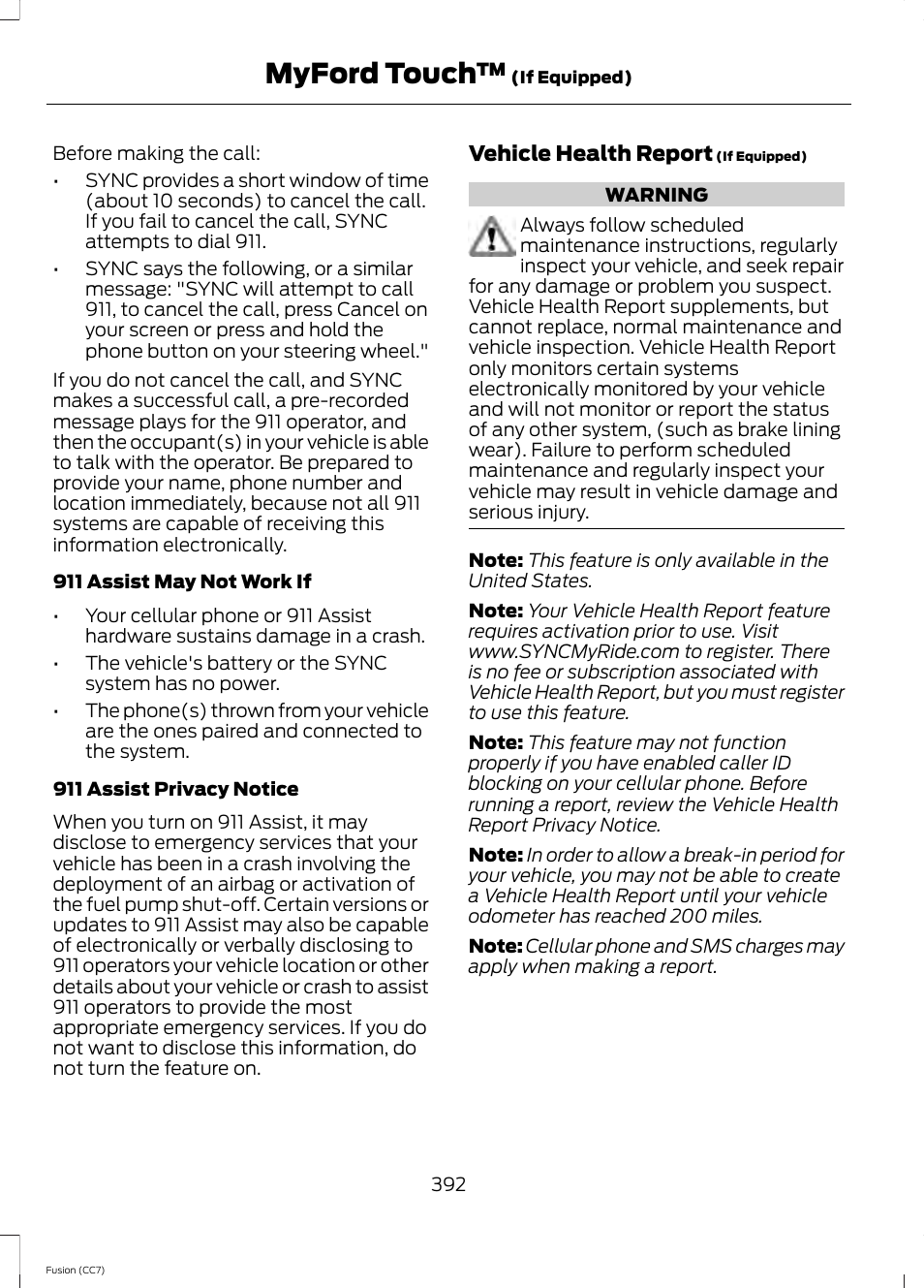 Myford touch | FORD 2014 Fusion v.2 User Manual | Page 394 / 453