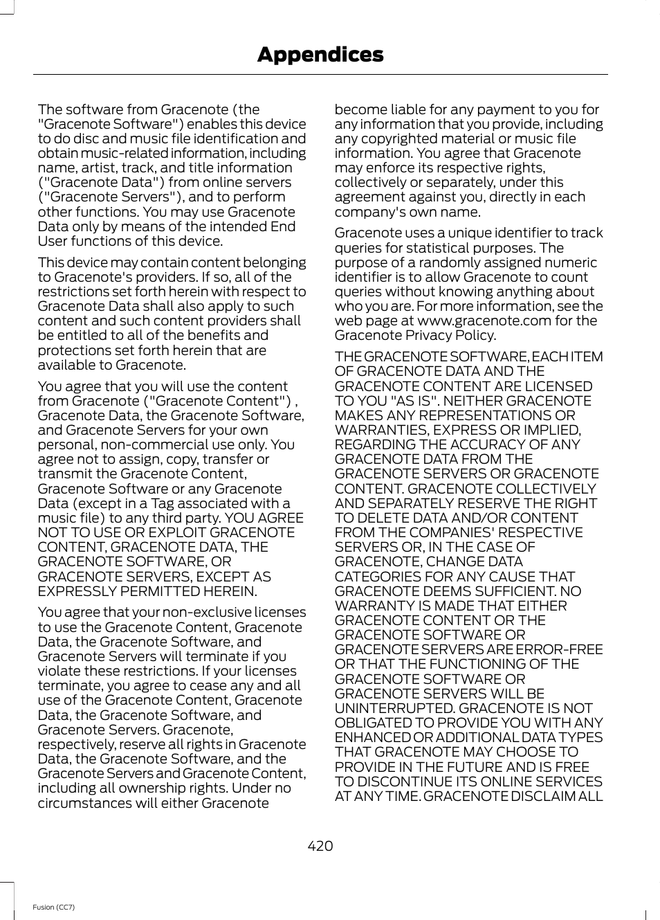 Appendices | FORD 2014 Fusion v.2 User Manual | Page 422 / 453