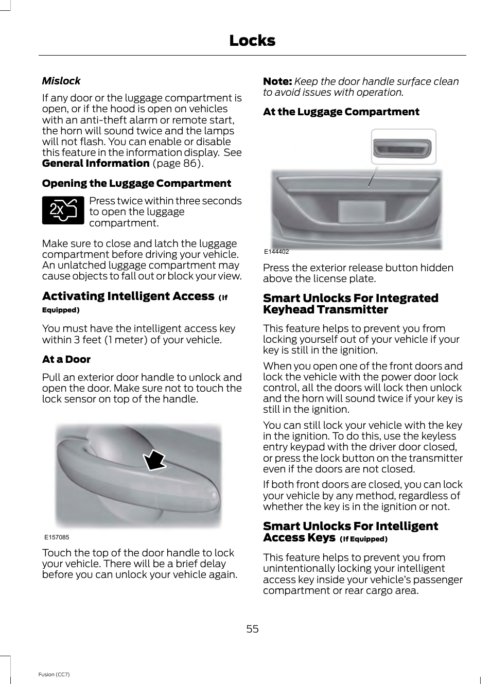 Locks | FORD 2014 Fusion v.2 User Manual | Page 57 / 453