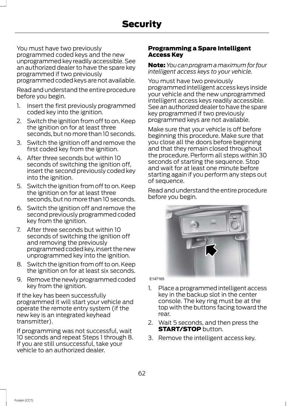 Security | FORD 2014 Fusion v.2 User Manual | Page 64 / 453