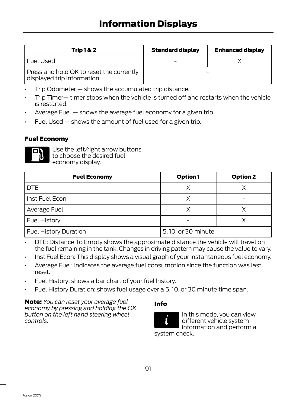 Information displays | FORD 2014 Fusion v.2 User Manual | Page 93 / 453