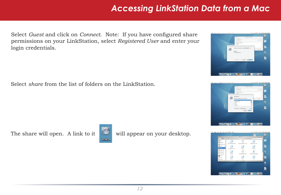 Accessing linkstation data from a mac | Buffalo Technology LinkStation LS-LGL User Manual | Page 12 / 19