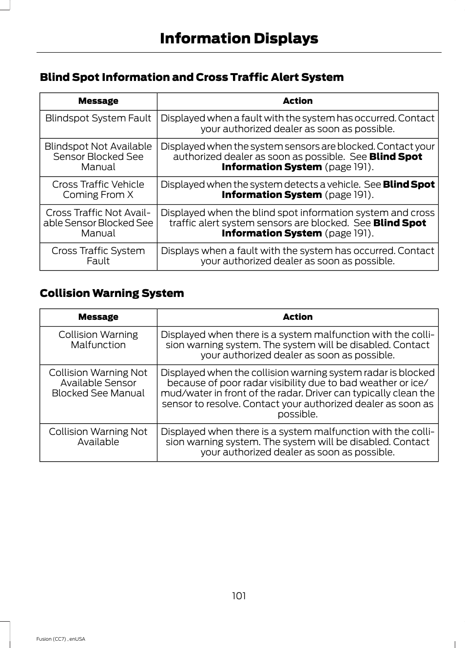 Information displays | FORD 2014 Fusion v.3 User Manual | Page 104 / 458