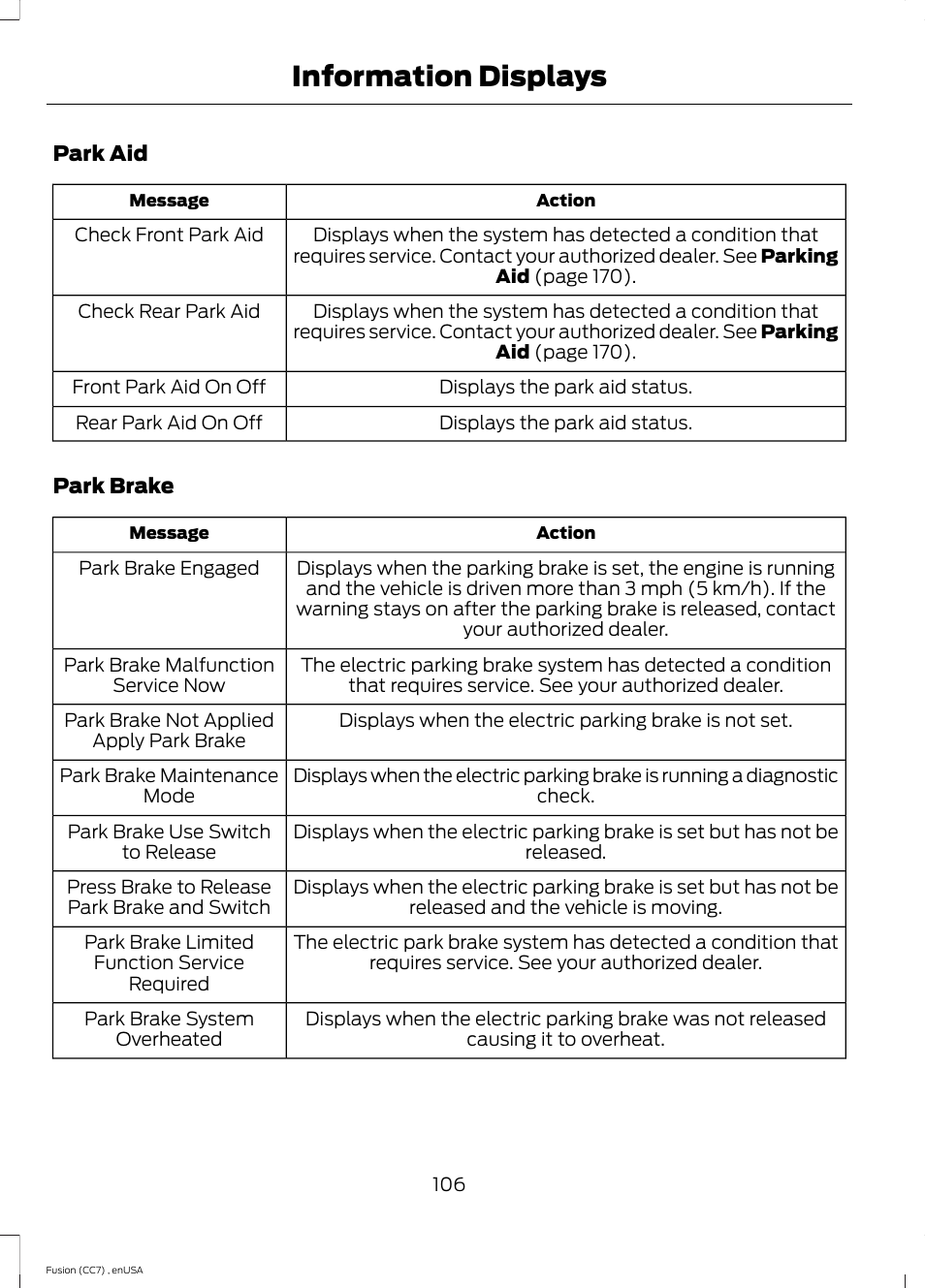 Information displays | FORD 2014 Fusion v.3 User Manual | Page 109 / 458