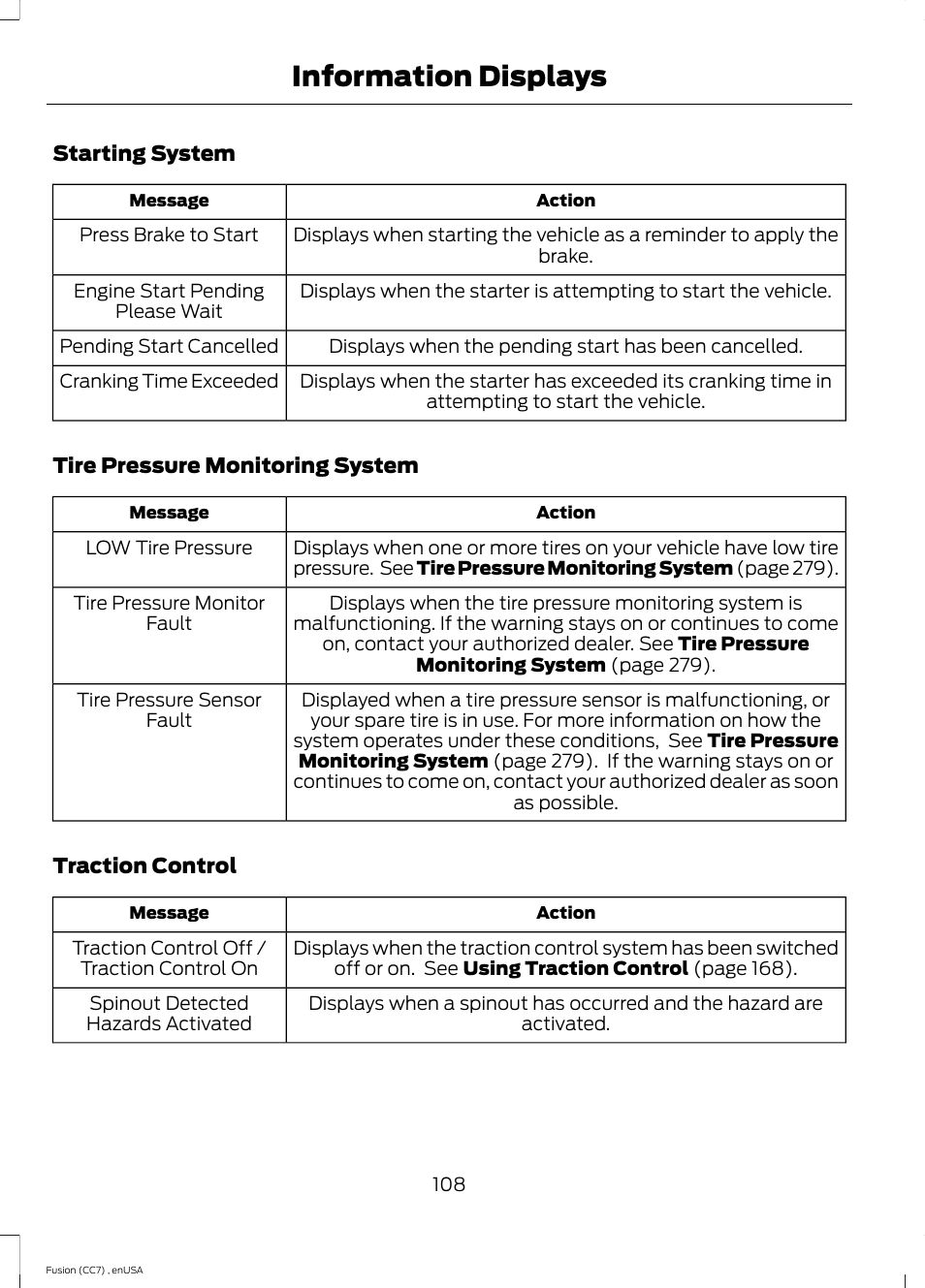 Information displays | FORD 2014 Fusion v.3 User Manual | Page 111 / 458