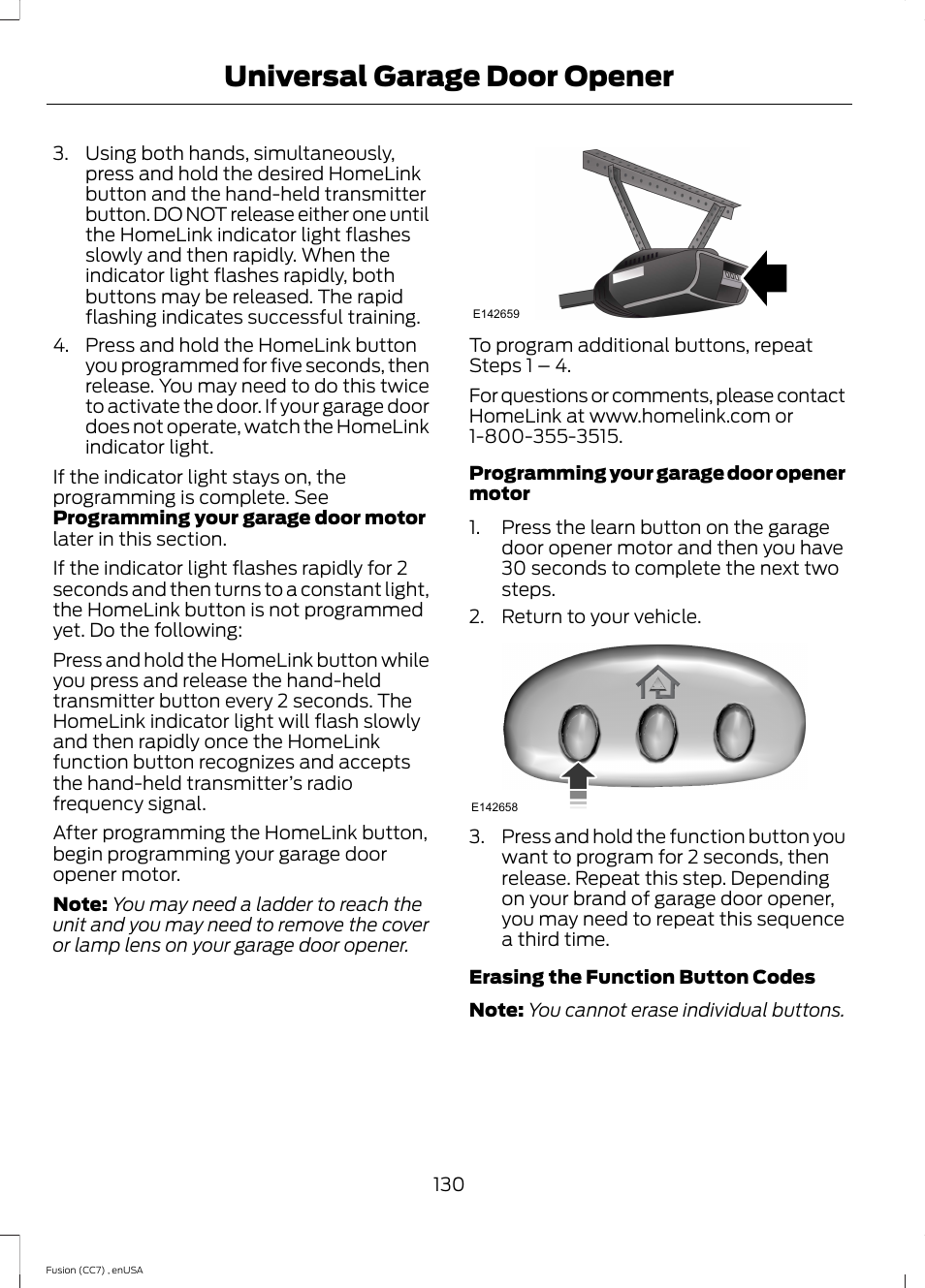 Universal garage door opener | FORD 2014 Fusion v.3 User Manual | Page 133 / 458