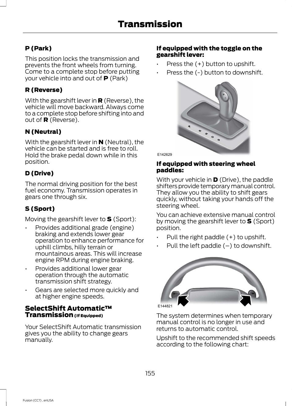 Transmission | FORD 2014 Fusion v.3 User Manual | Page 158 / 458