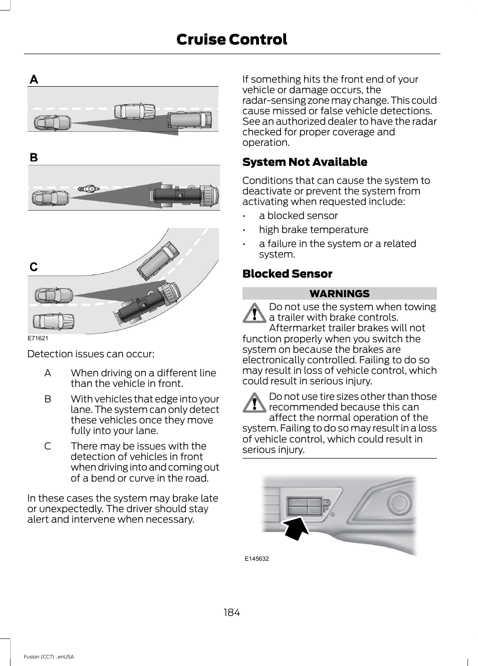 Cruise control | FORD 2014 Fusion v.3 User Manual | Page 187 / 458