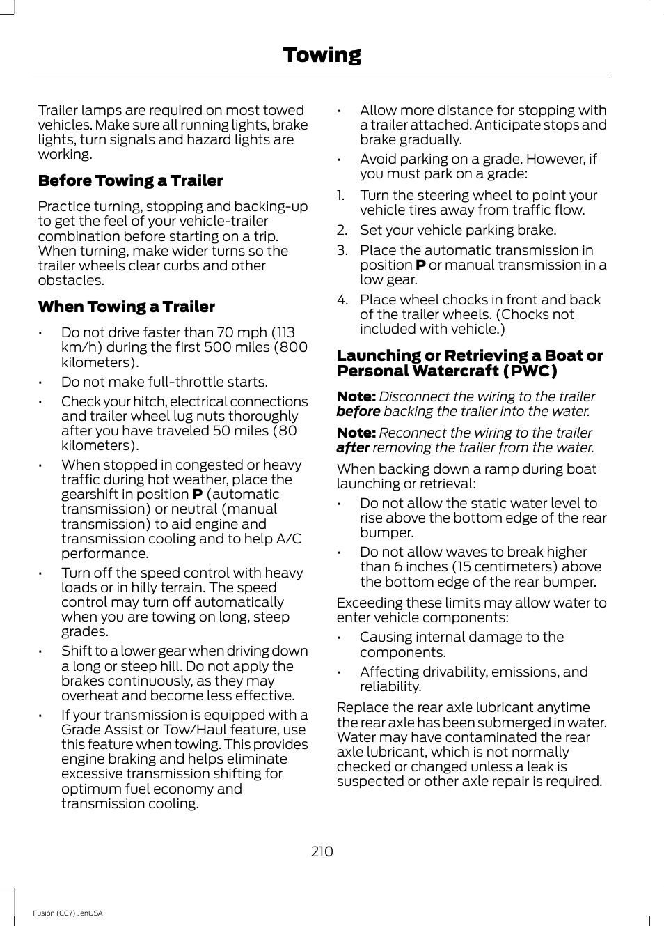 Towing | FORD 2014 Fusion v.3 User Manual | Page 213 / 458