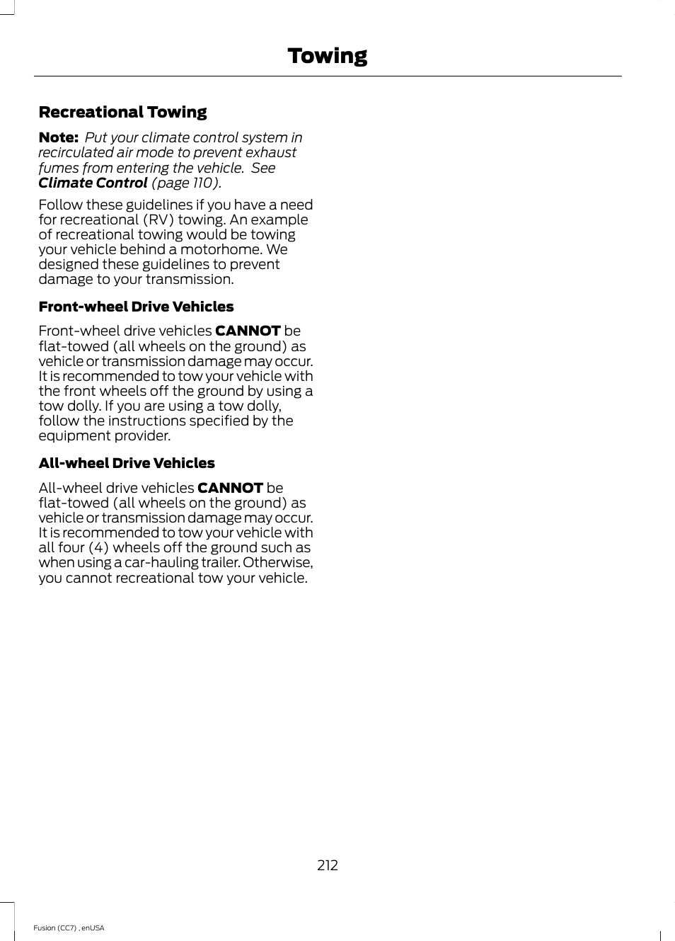 Towing | FORD 2014 Fusion v.3 User Manual | Page 215 / 458