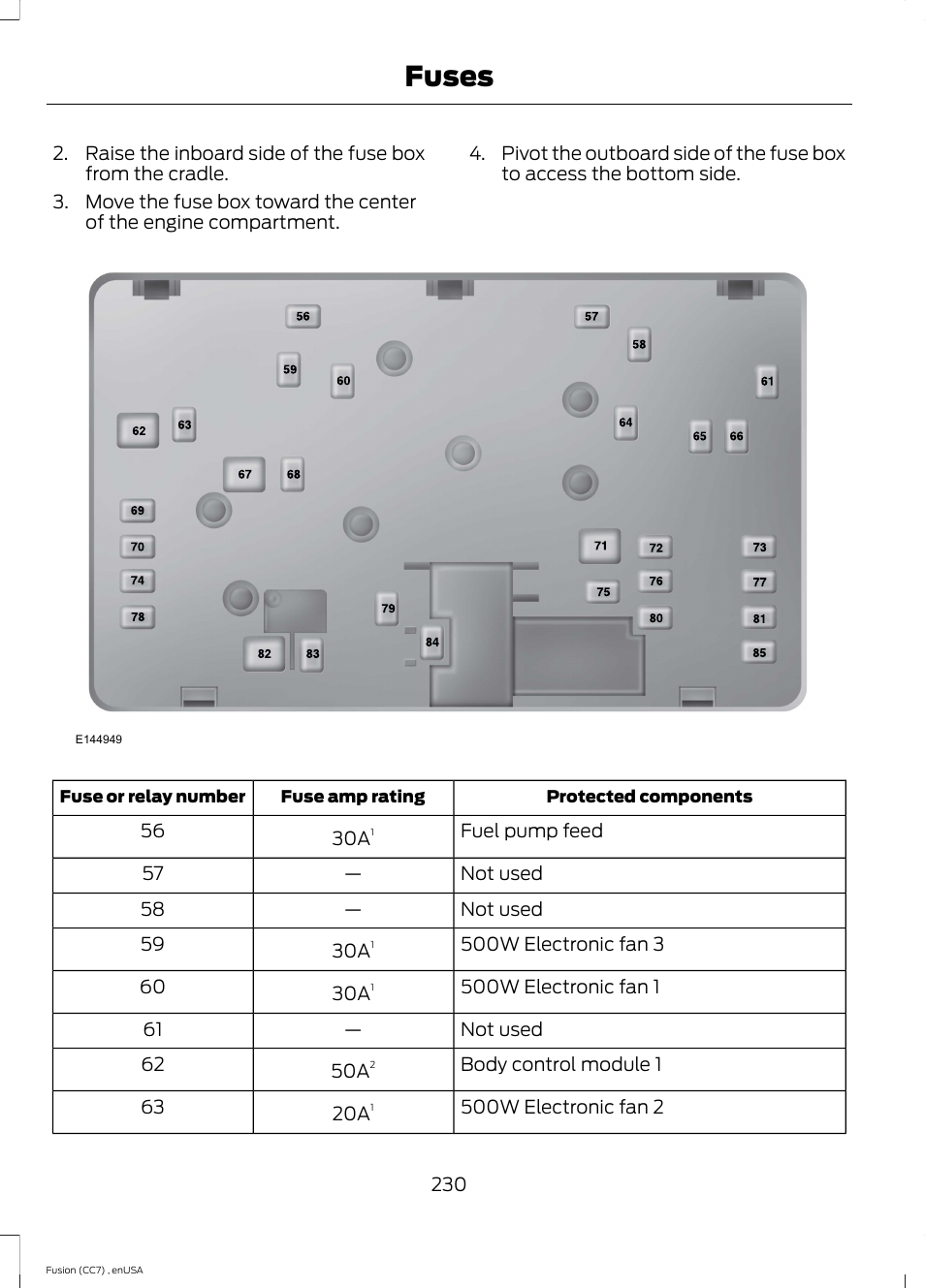 Fuses | FORD 2014 Fusion v.3 User Manual | Page 233 / 458