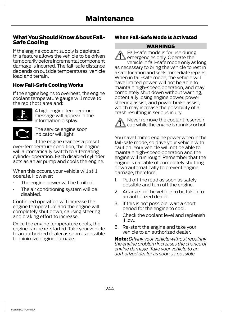 Maintenance | FORD 2014 Fusion v.3 User Manual | Page 247 / 458