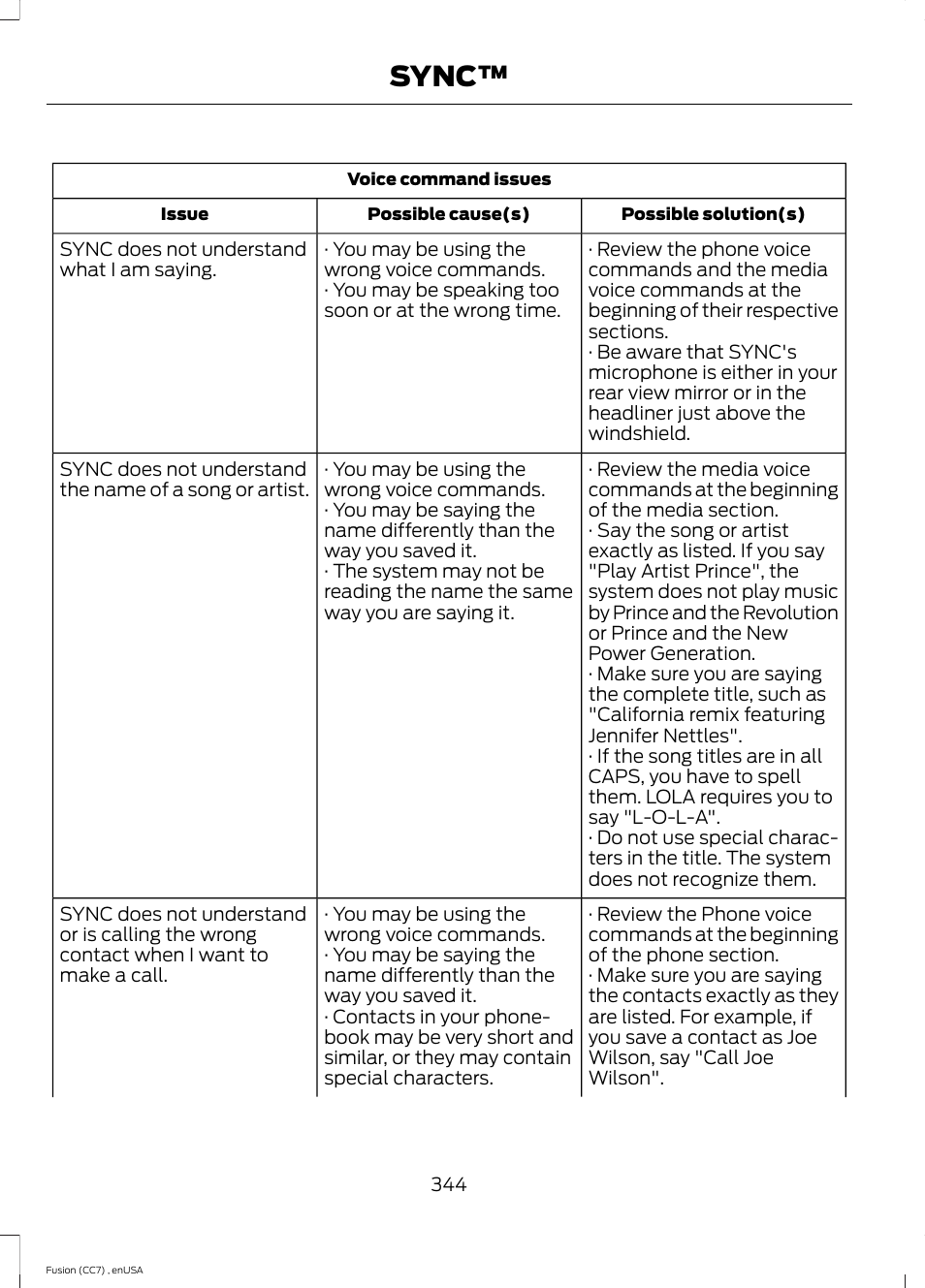 Sync | FORD 2014 Fusion v.3 User Manual | Page 347 / 458