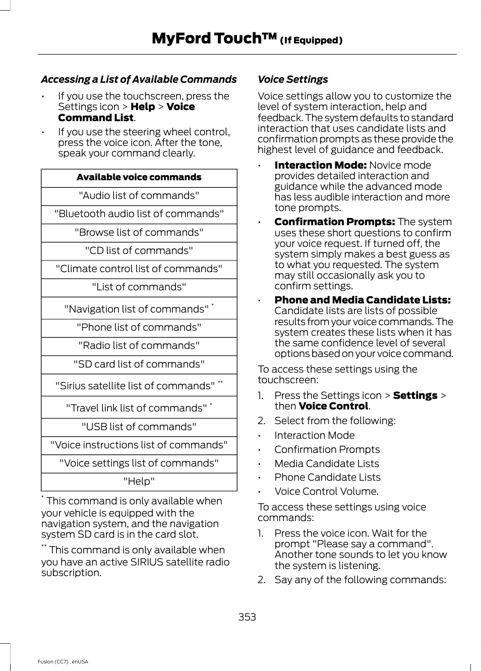 Myford touch | FORD 2014 Fusion v.3 User Manual | Page 356 / 458