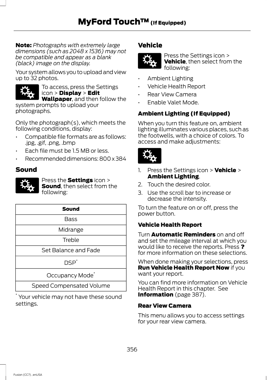 Myford touch | FORD 2014 Fusion v.3 User Manual | Page 359 / 458