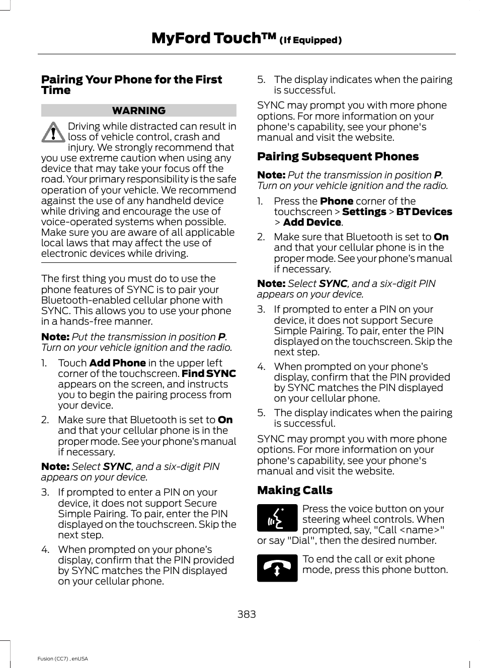 Myford touch | FORD 2014 Fusion v.3 User Manual | Page 386 / 458