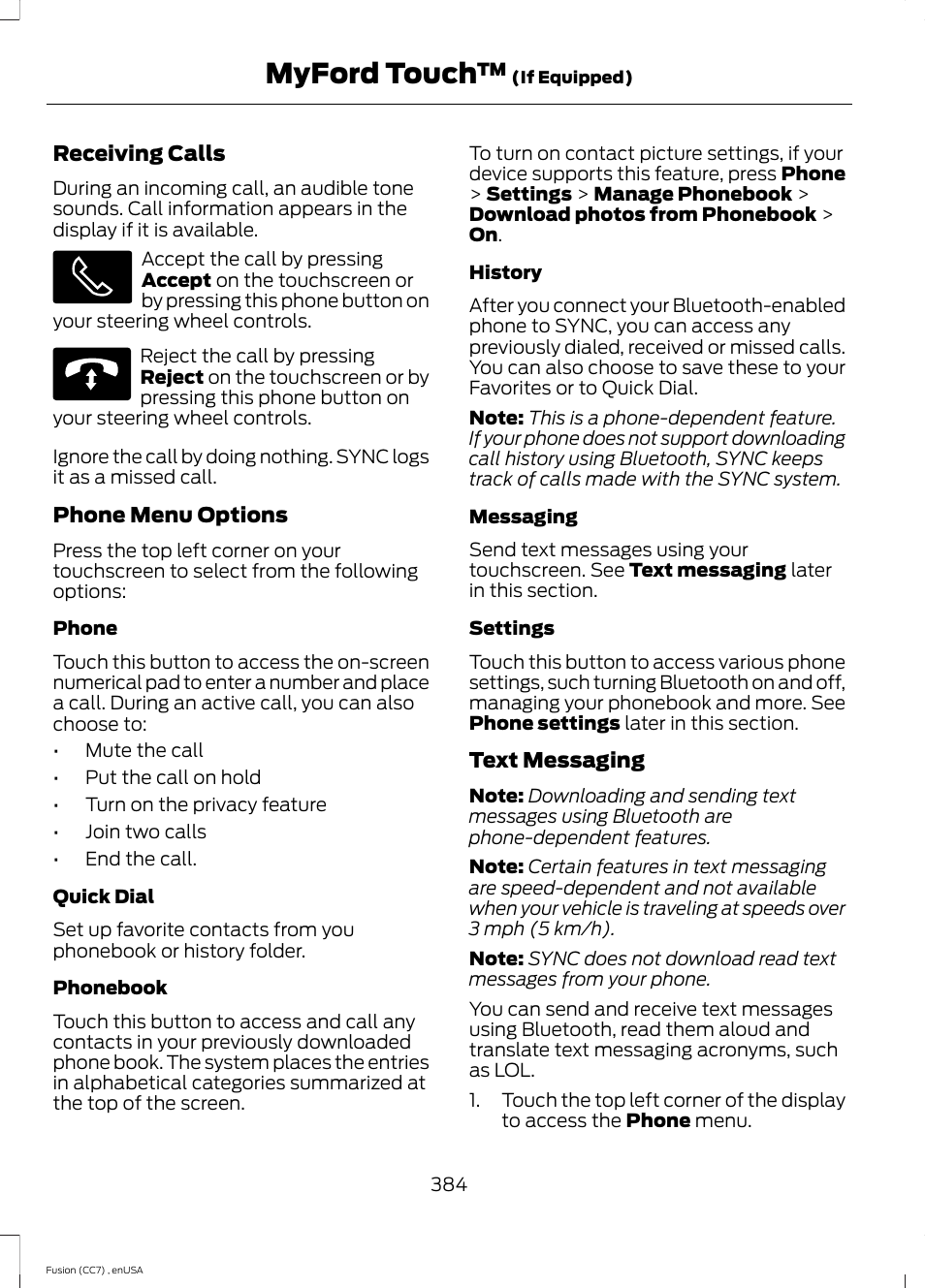 Myford touch | FORD 2014 Fusion v.3 User Manual | Page 387 / 458