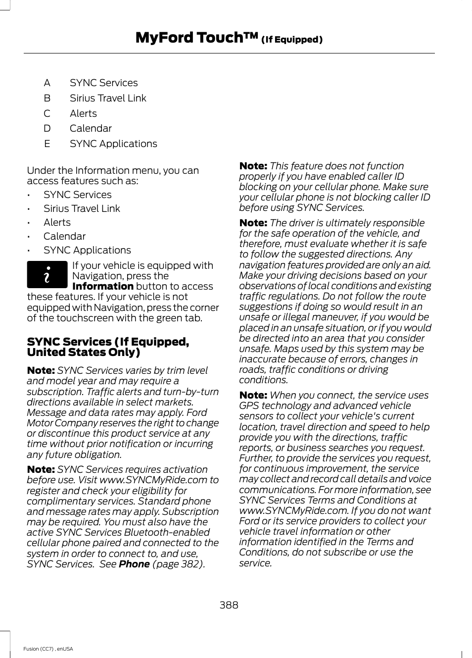 Myford touch | FORD 2014 Fusion v.3 User Manual | Page 391 / 458