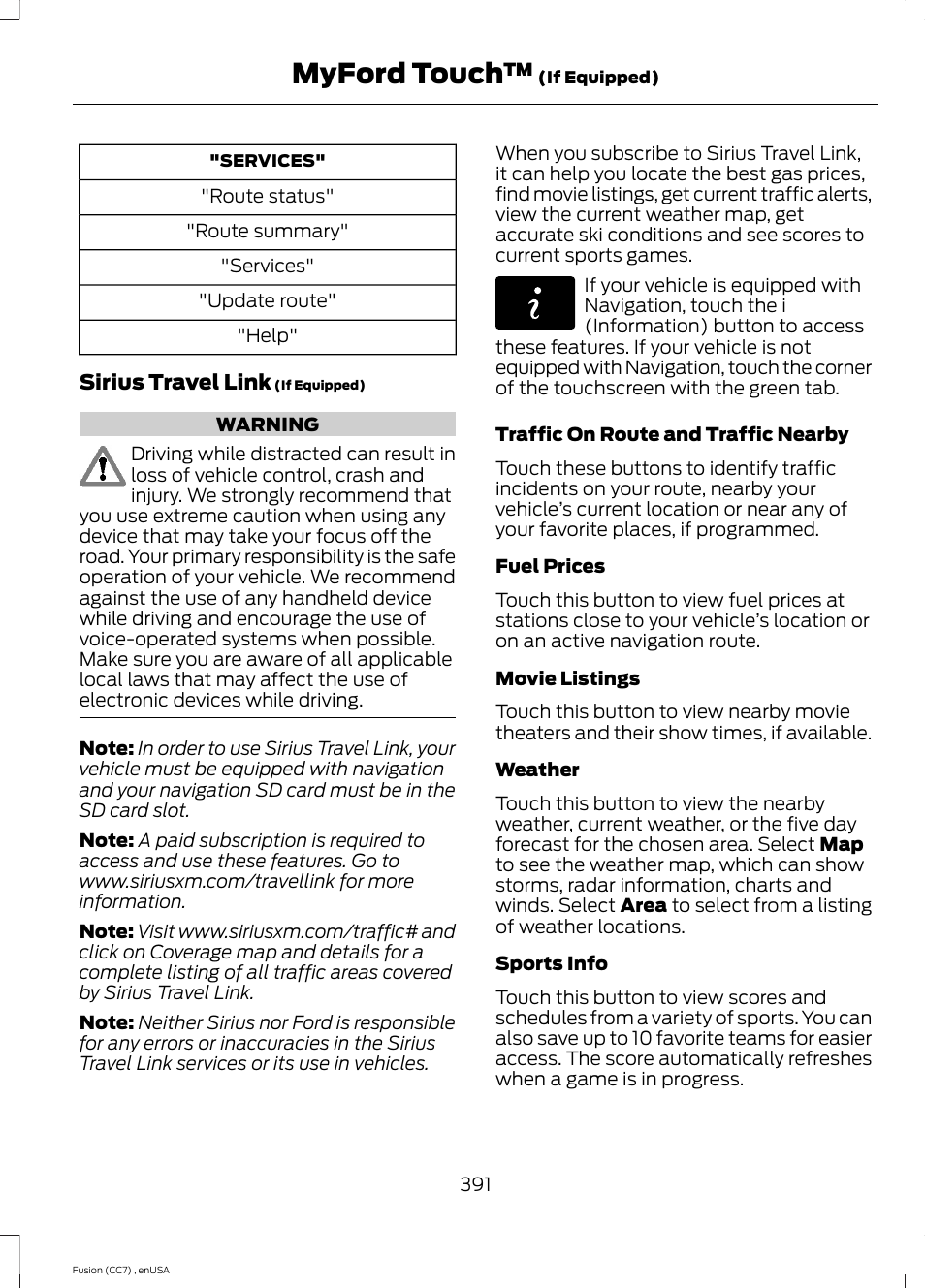 Myford touch | FORD 2014 Fusion v.3 User Manual | Page 394 / 458