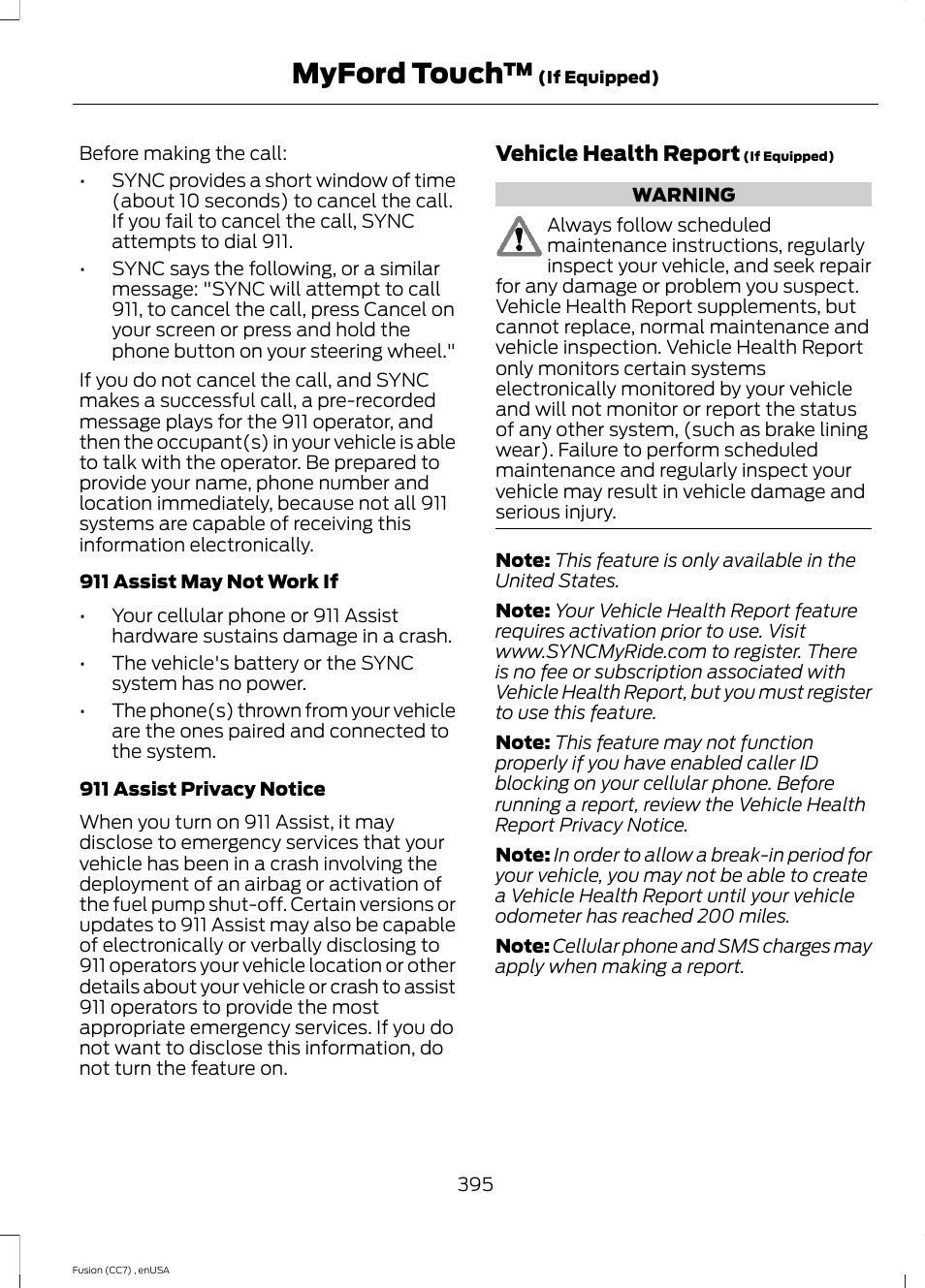 Myford touch | FORD 2014 Fusion v.3 User Manual | Page 398 / 458