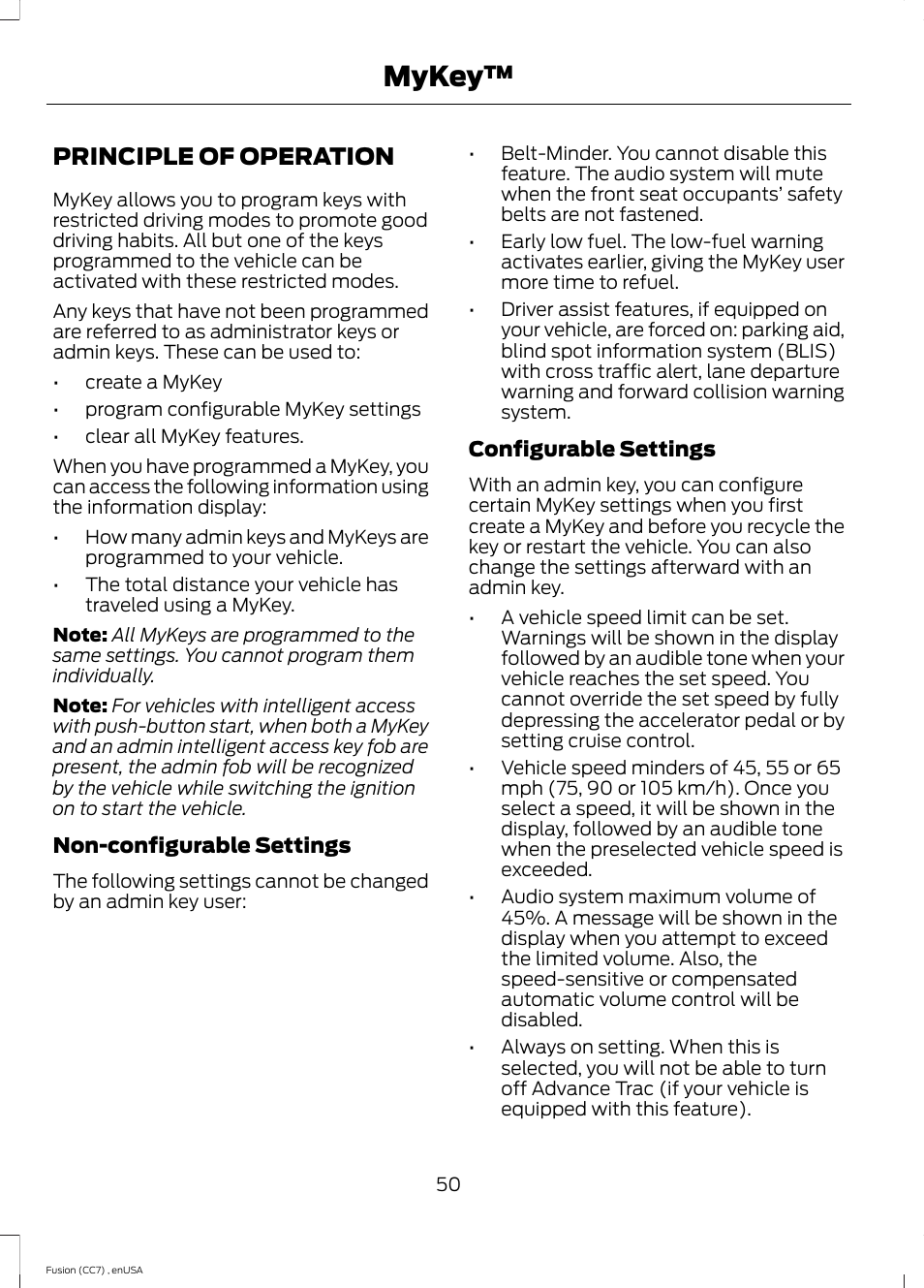 Mykey, Principle of operation | FORD 2014 Fusion v.3 User Manual | Page 53 / 458