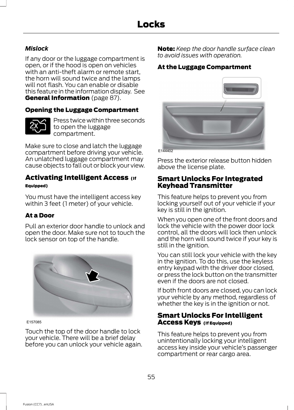 Locks | FORD 2014 Fusion v.3 User Manual | Page 58 / 458