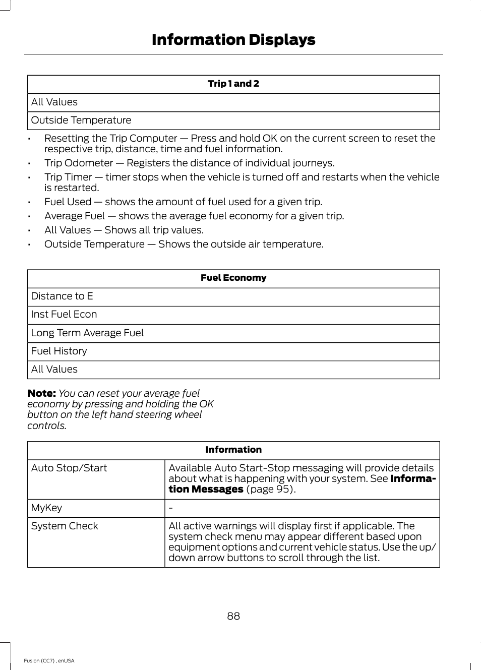 Information displays | FORD 2014 Fusion v.3 User Manual | Page 91 / 458