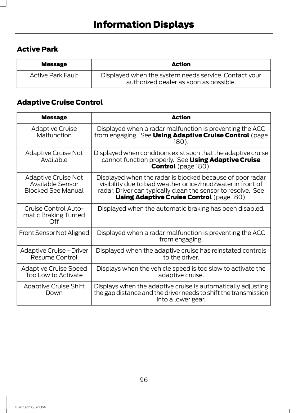 Information displays | FORD 2014 Fusion v.3 User Manual | Page 99 / 458