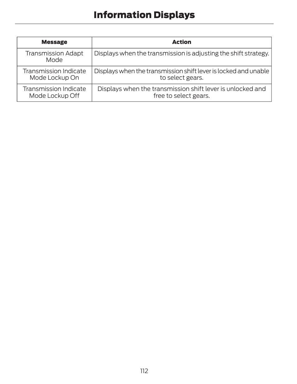 Information displays | FORD 2014 Fusion Hybrid v.1 User Manual | Page 115 / 473