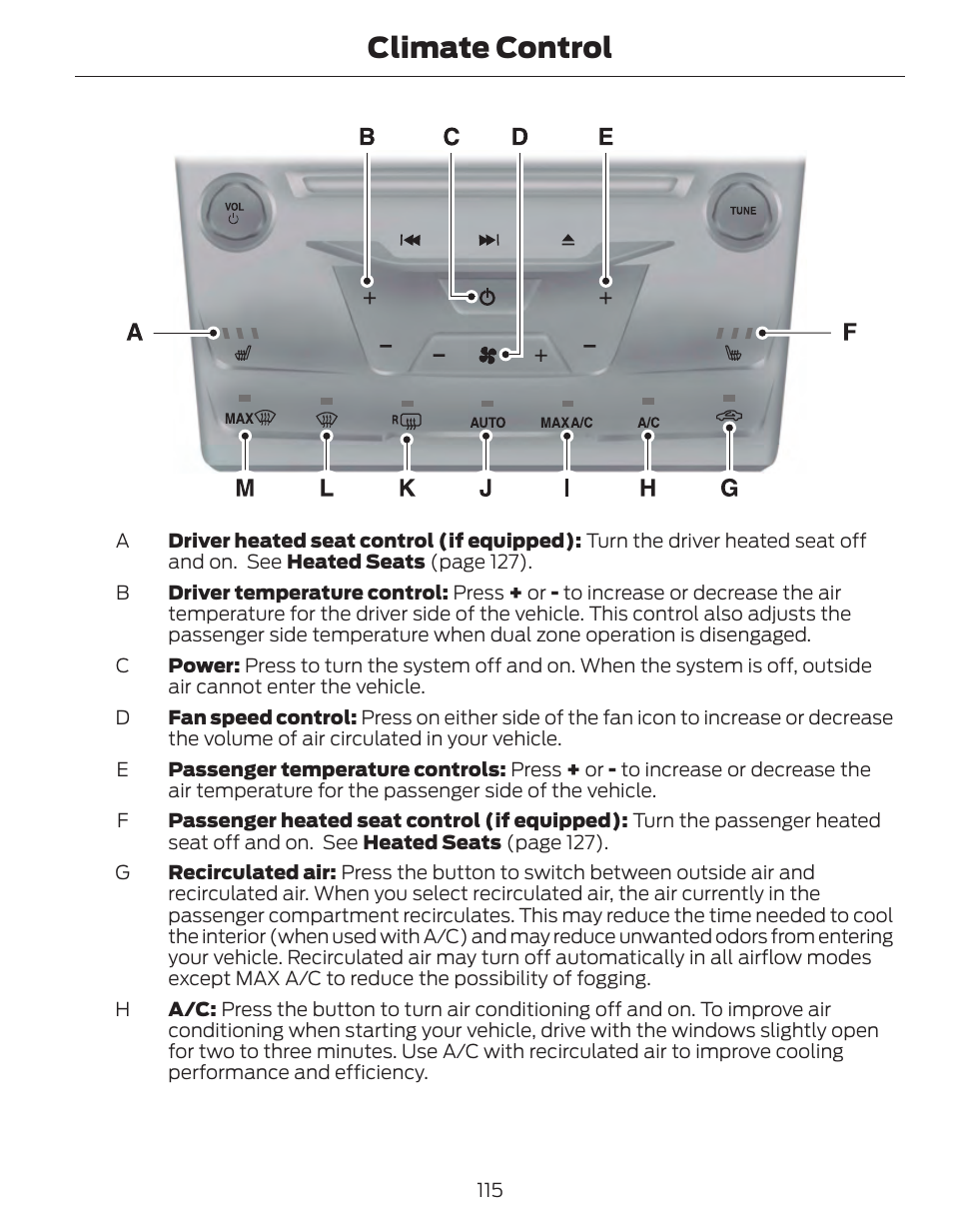 Climate control | FORD 2014 Fusion Hybrid v.1 User Manual | Page 118 / 473