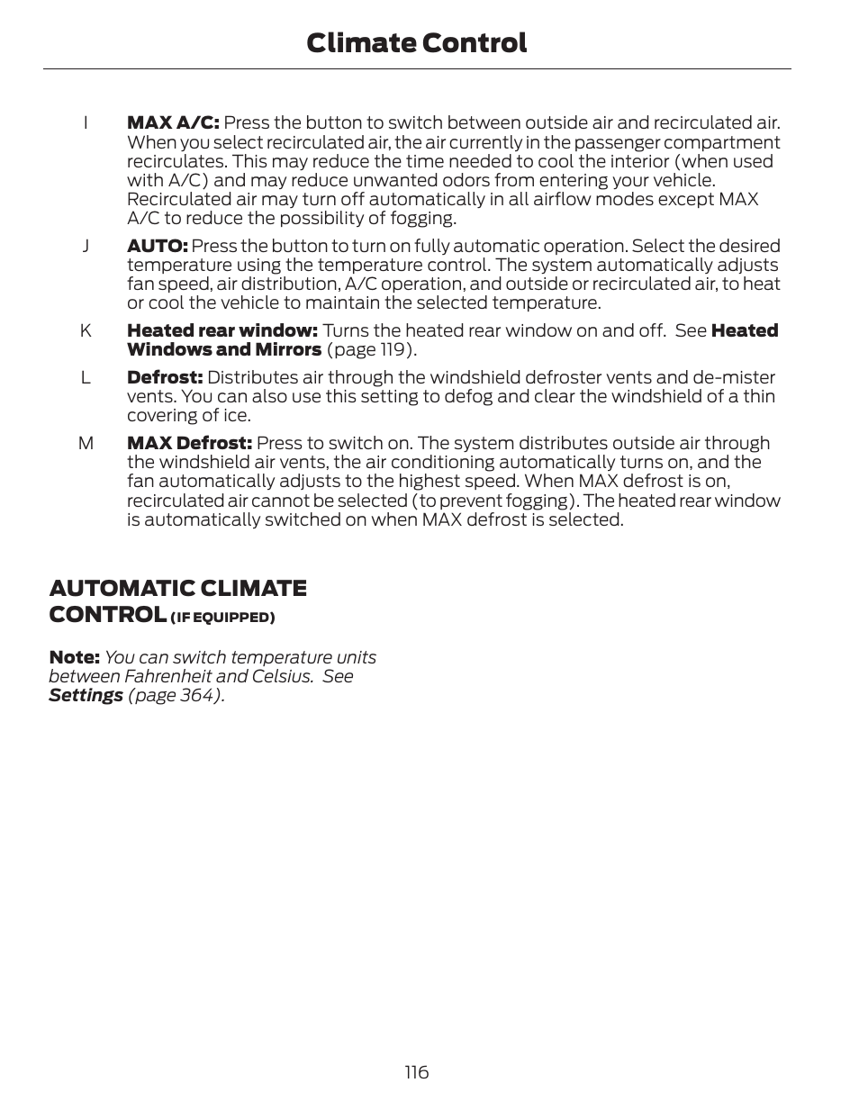 Climate control, Automatic climate control | FORD 2014 Fusion Hybrid v.1 User Manual | Page 119 / 473