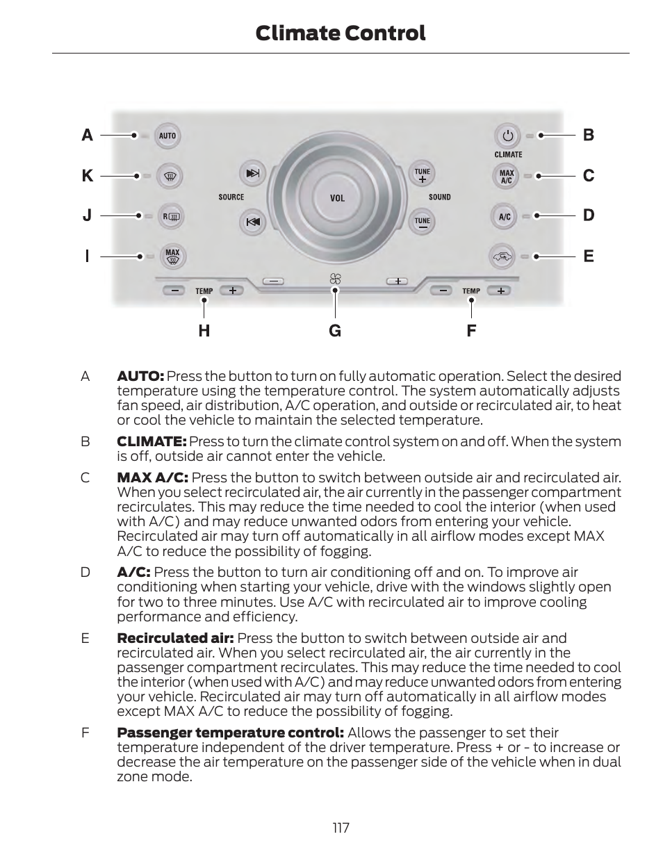 Climate control | FORD 2014 Fusion Hybrid v.1 User Manual | Page 120 / 473